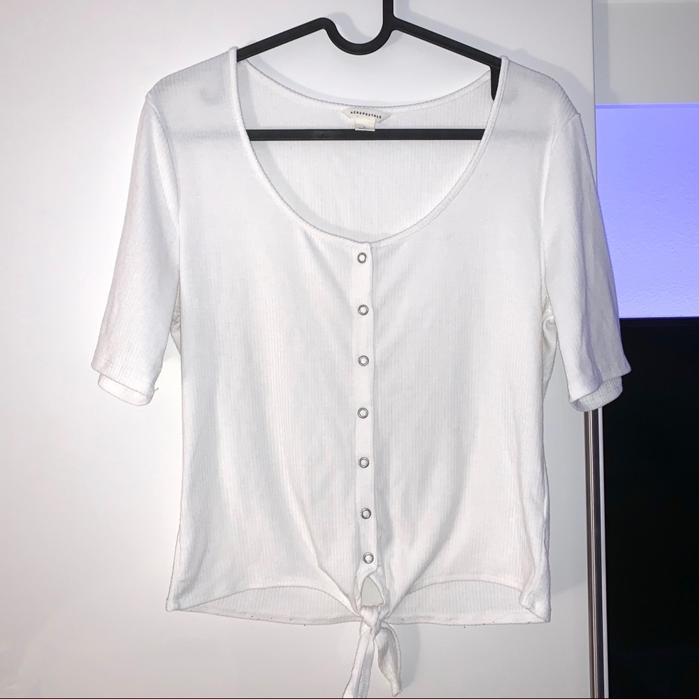 AEROPOSTALE White Button down tie shirt
